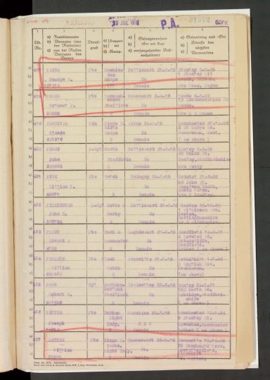 Robert William Red cross prisoner records