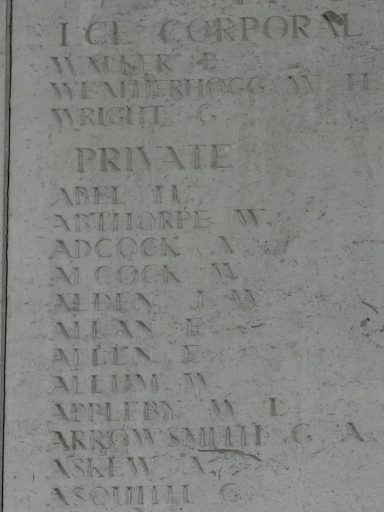 William Alcock Ploegsteert Memorial Panel 3