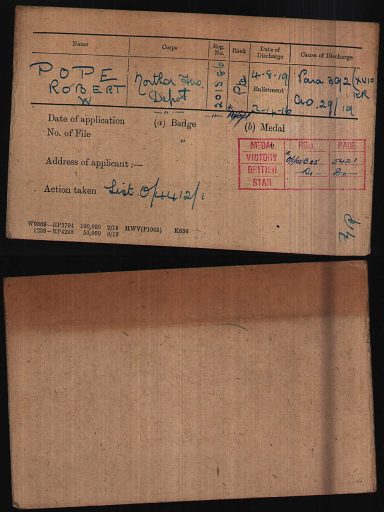 Robert William Pope Medal entitlement