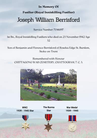 Fusilier Joseph William Berrisford 7046197