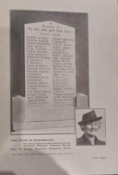Goldenhill Memorial booklet