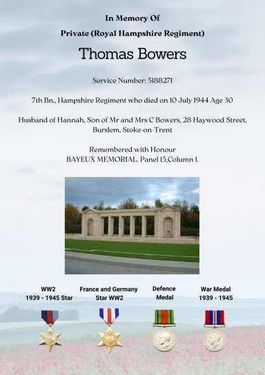 Pte Thomas Bowers 5188271